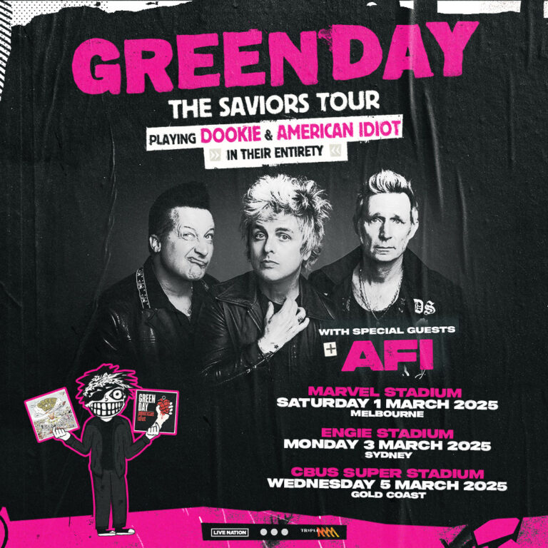 Superstar punk band Green Day announce March 2025 Australian tour Melbourning.