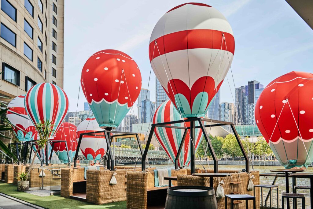 Australia’s first hot air balloon dining pods land on the Yarra River